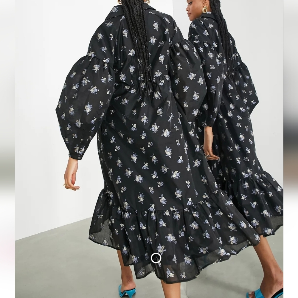 ASOS Edition Black Floral Midi Dress - 12